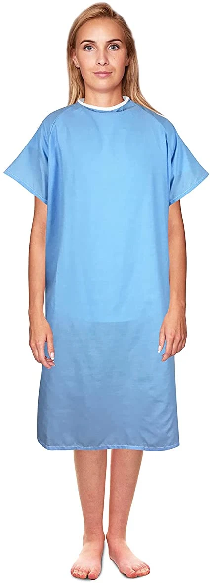 Medical Instrument Disposable Surgical Gown Waterproof Blue Color Knit Cuffs Medical SMS Isolation Gown CE/FDA in Stocks