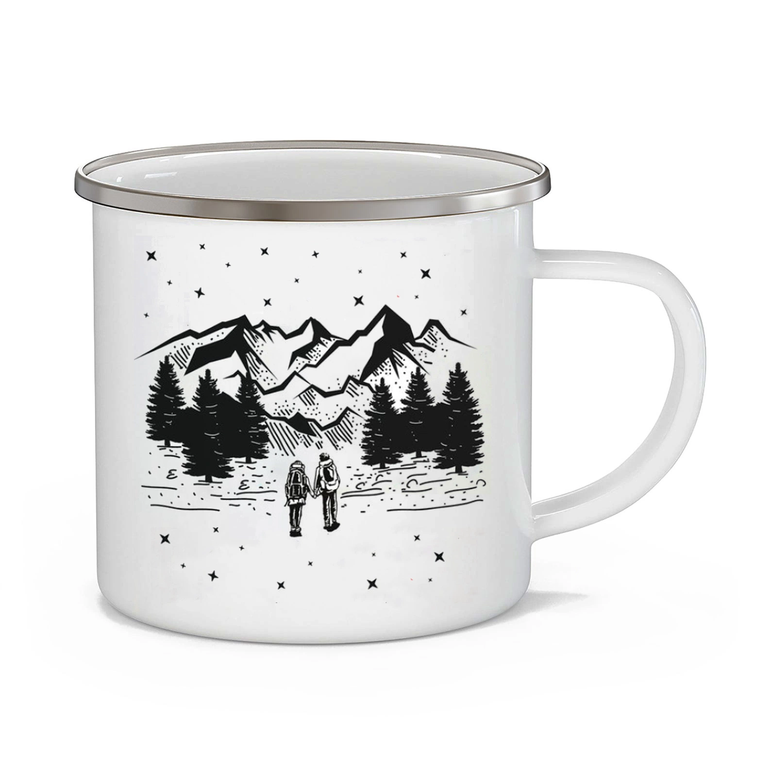 White 12oz mug sublimation personnalisé de l'émail tasse à café tasse émail