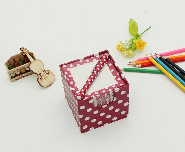 Impressão personalizada Memo Cube nota com Mini-a caneta no papel caixa de oferta