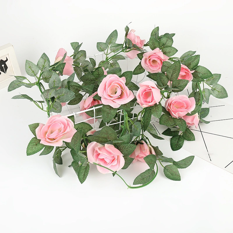 7.6 FT Fake Rose Vine Flowers Plants Artificial Flower Hanging Rose IVY Home Hotel Office Wedding Party Garden Craft Art D&eacute; Cor Pink