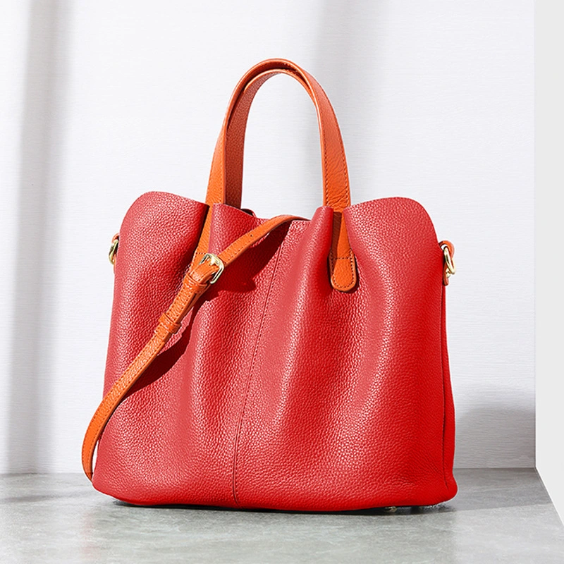 Large Capacity Genuine Leather Women's Bag Simple Shoulder Hand-Held Premium Tote Bag