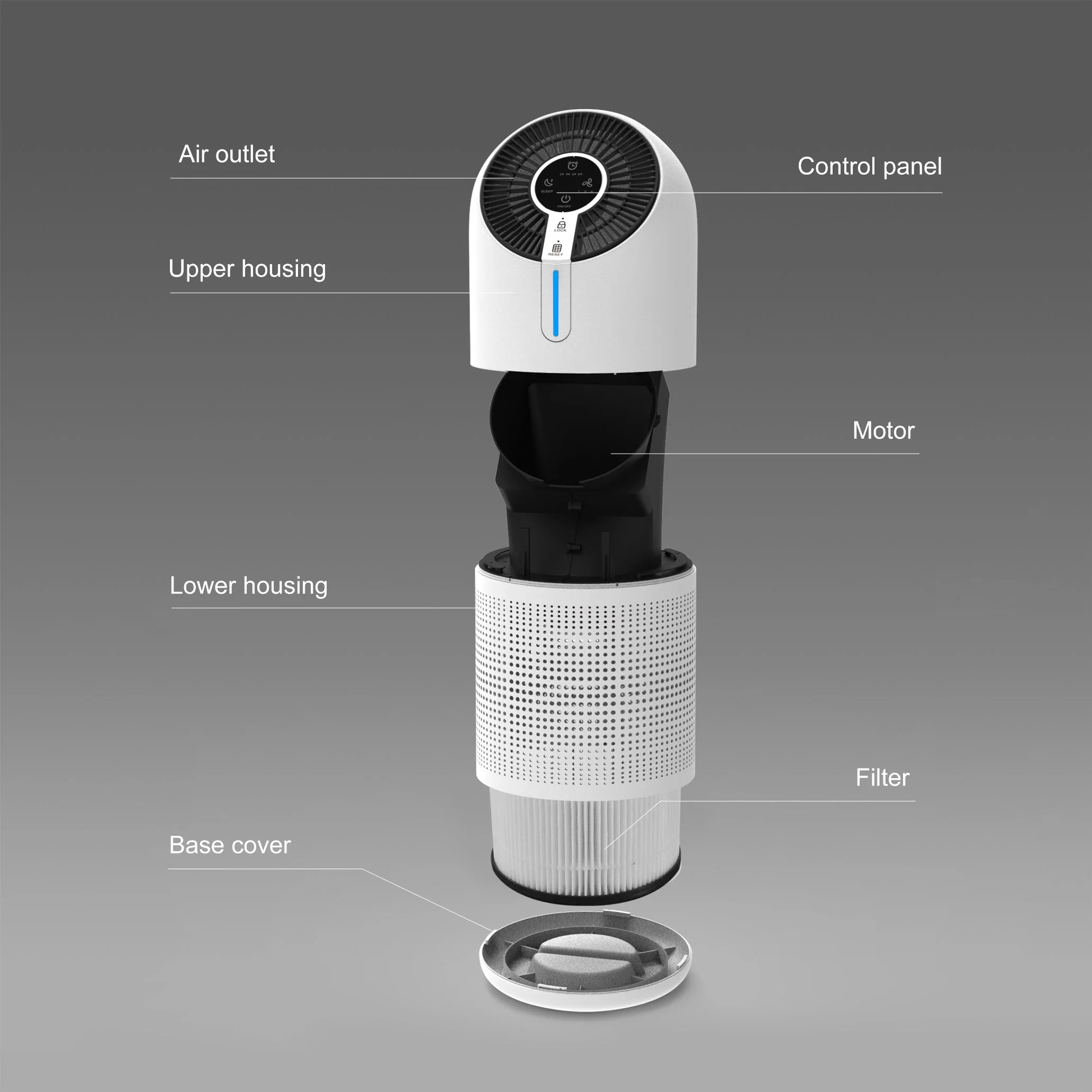 2023 Portable verdadero hogar HEPA purificador de aire portátil con USB Tipo C