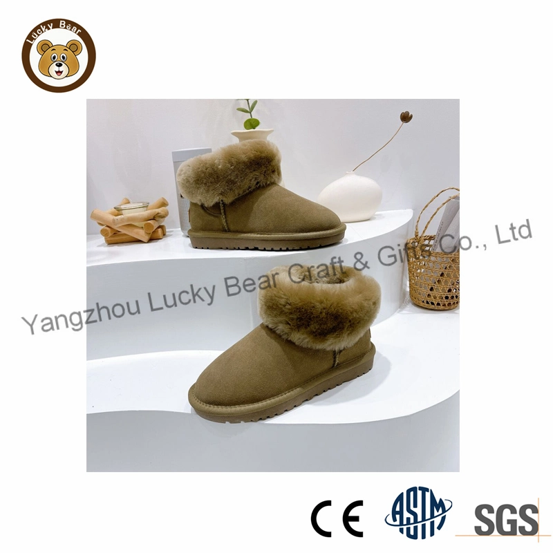 Custom Design Waterproof Genuine Leather Real Fur Sheepskin Snow Boots