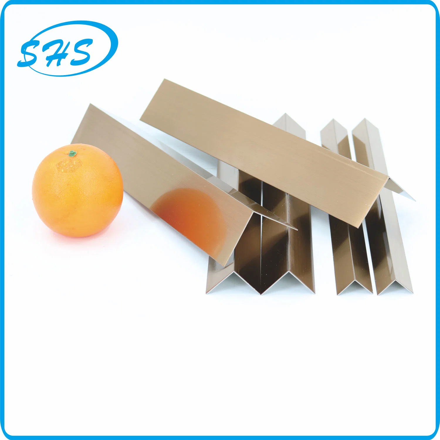 Stainless Steel Angle V-Shape Profile Trim with Ti-Golden Color 800 G Mirror Finish Used as Wall Corner Protector