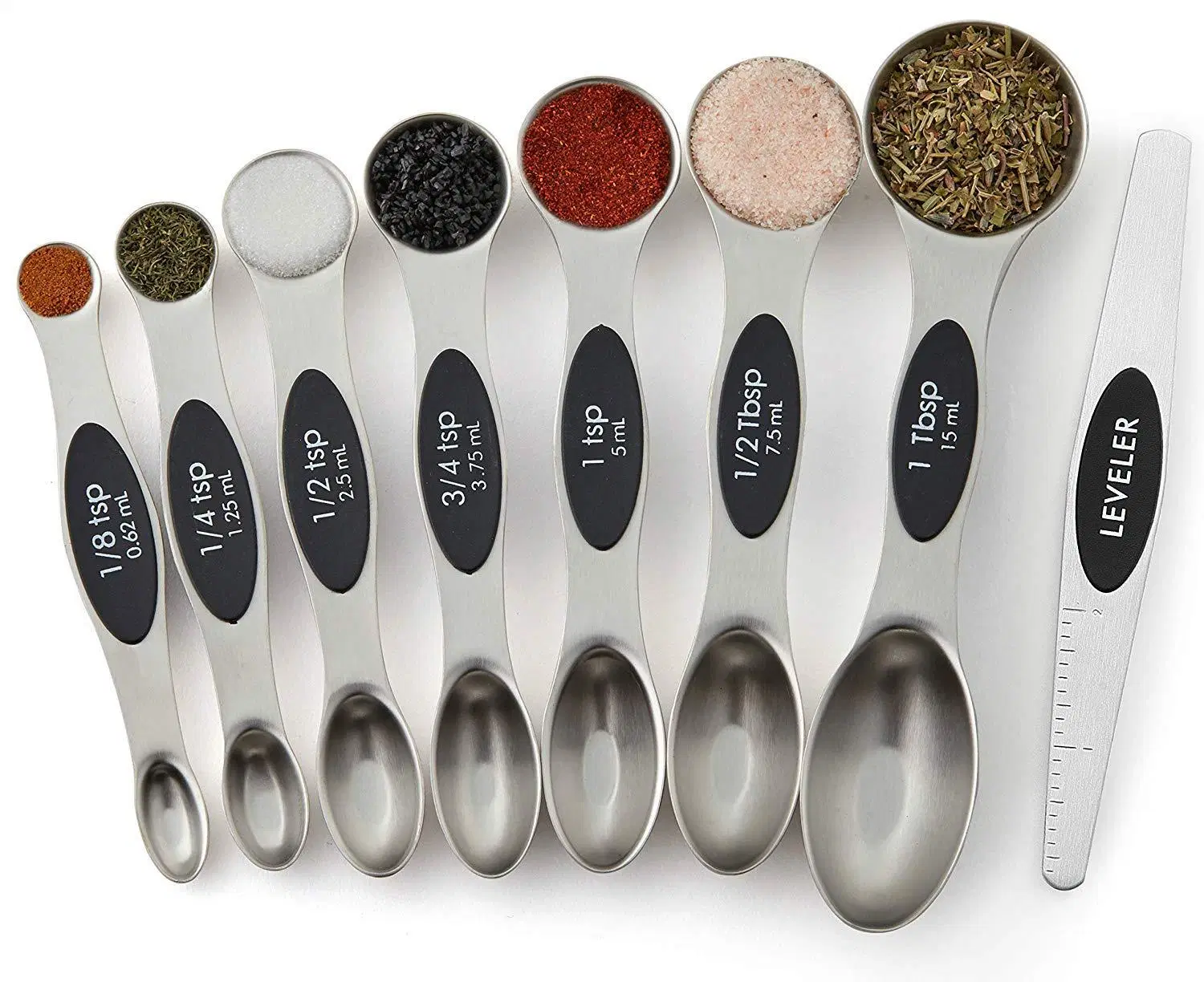 Stainless Steel Magnetic Measuring Spoons Set Dual Sided Baking Tool