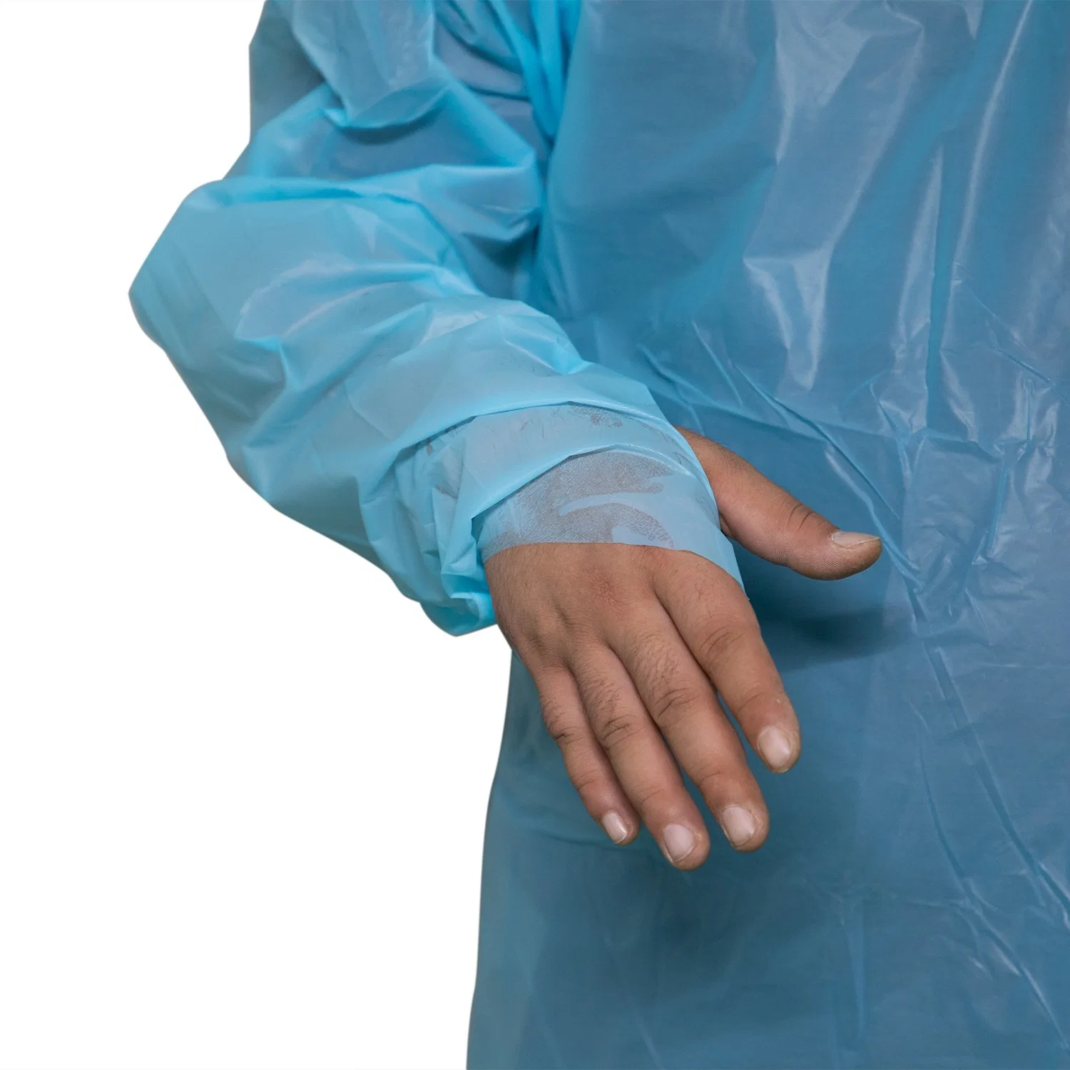 Medizinisches Schutzkleid, Patient/Patient, Daumenschlaufe CPE-Schutzkleid