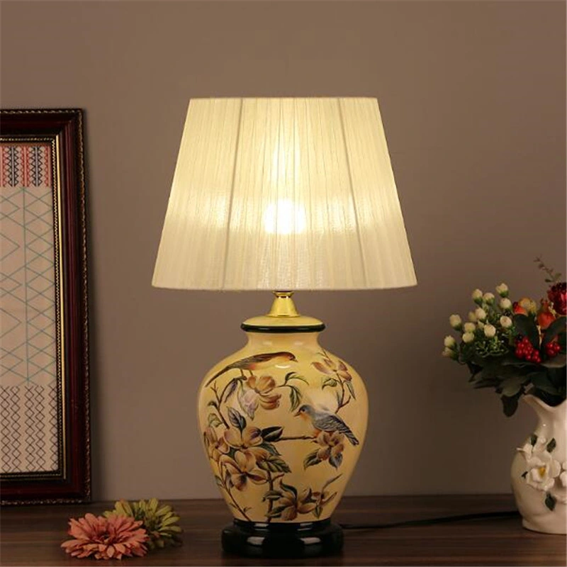 Vintage Retro Country chinois porcelaine céramique tissu E27 Dimmer Table Lampe en porcelaine (WH-MTB-107)