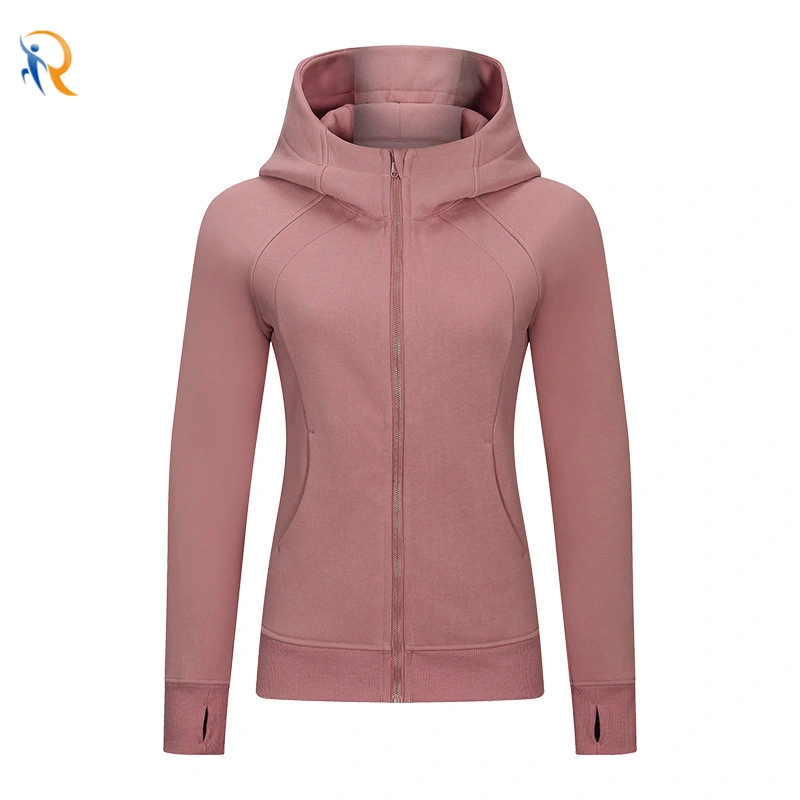 Chaqueta deportiva con capucha gruesa cálida para mujer ropa informal Yoga Training Chaqueta de fitness Jkt-423