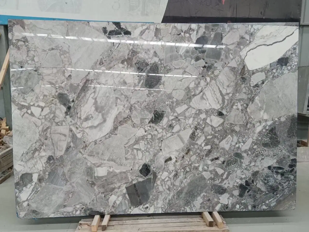 Natural Panda Grey Jumbo Marble Customized Size Black White for Countertop and Big Slabs/Tiles