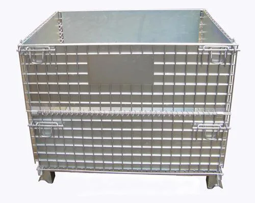 Foldable Galvanized Collapsible Wire Mesh Container Rolling Metal Storage Cage