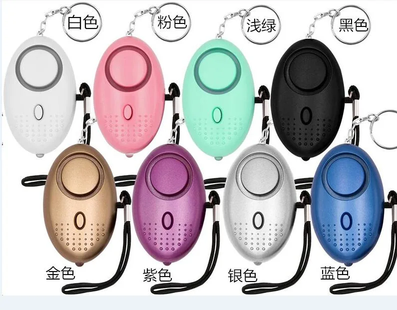 Sirene de alarme pessoal música 130dB Safesound Chaveiro personalizado personalizada de luz LED de alarmes para Mulheres