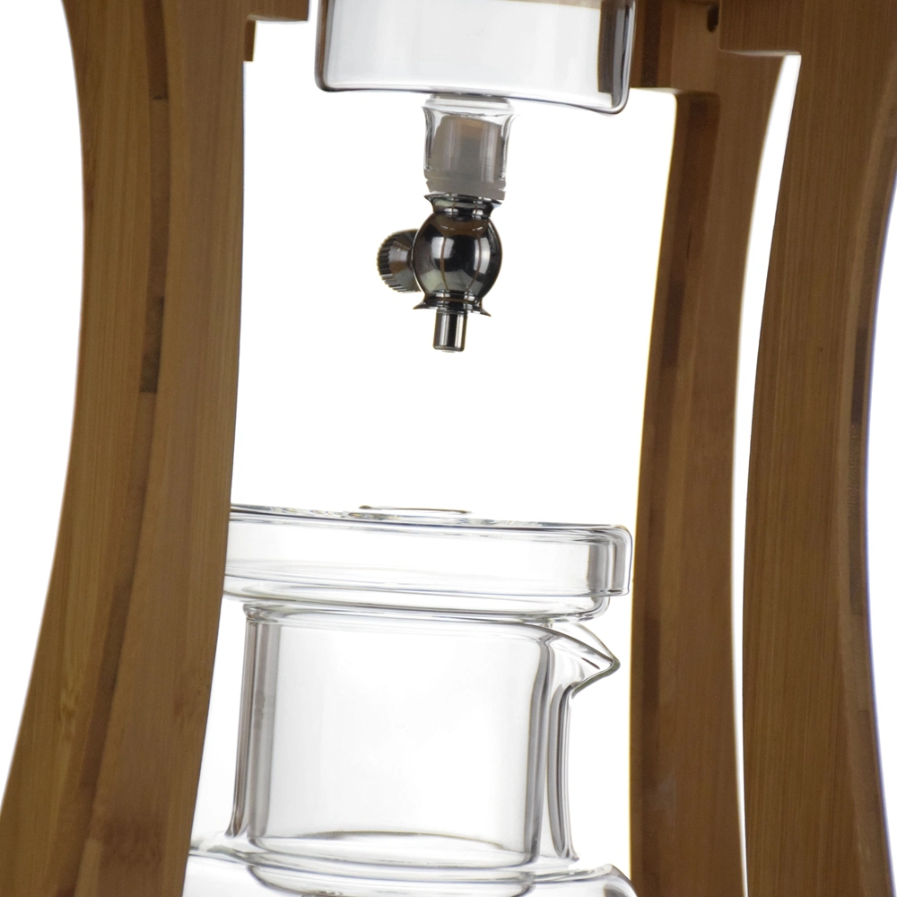 Ecocoffee Wholesale/Supplier Bamboo Wood Stand Borosilicate Glass Iced Drip Coffee Making Set Bd57