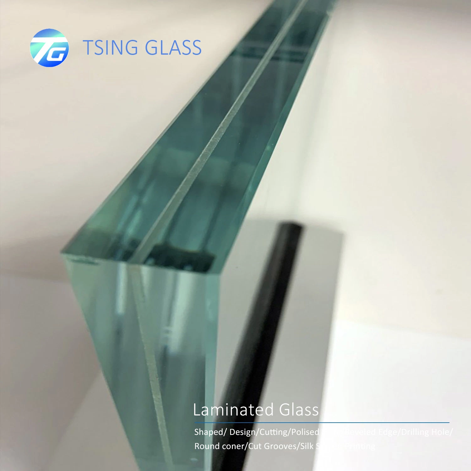 Edge Polished Customized Designed Clear or Colored Safety Laminated for Building Construction Curtain Wall Windows Door Furniture.