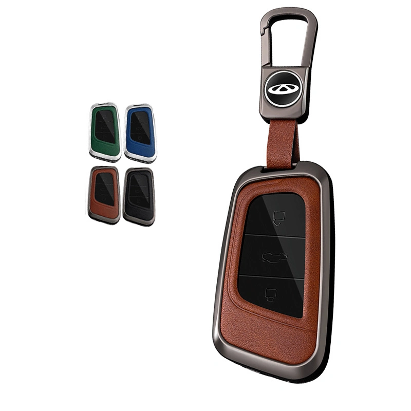 Fashionable TPU Remote Metal Leather Car Key Case Cover for Chery