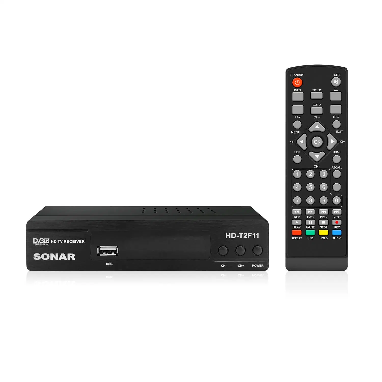 Conjunto de receptor de TV digital HD-TF11 HD 1080P da sonda DVB-T2 Caixa