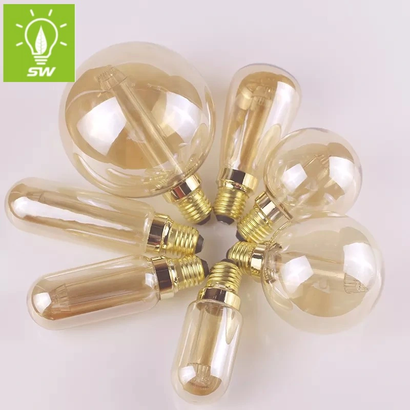 Decoration Antique Edison Replacement T45 2W 4W New ERP Amber Clear Frosted LED Inoor Soft Filament Bulb with Warm Cool Daylight White E27