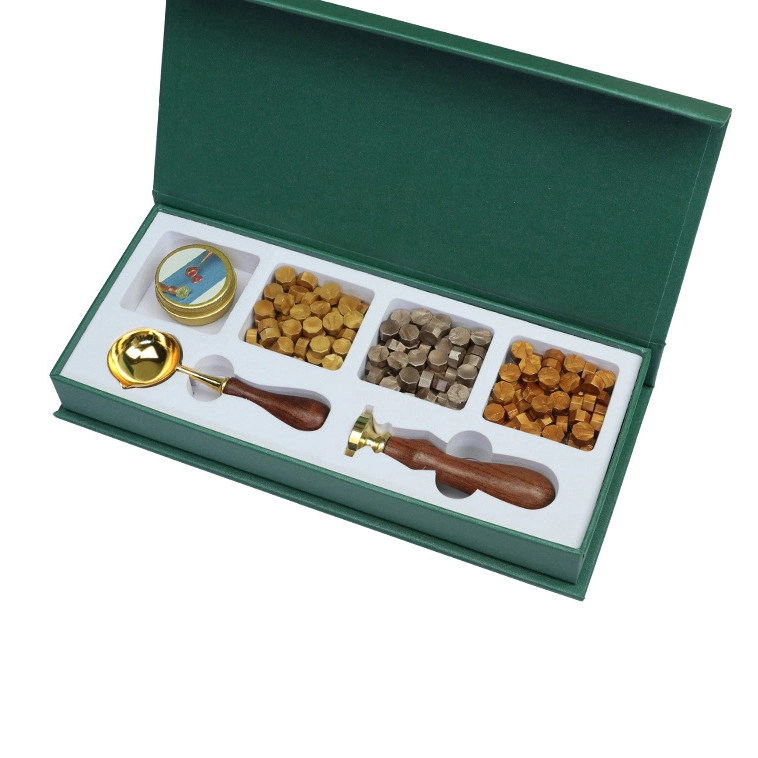 Kit de cera logotipo personalizado sellado conjunto de sellos de cera con cera Cuentas y cucharas