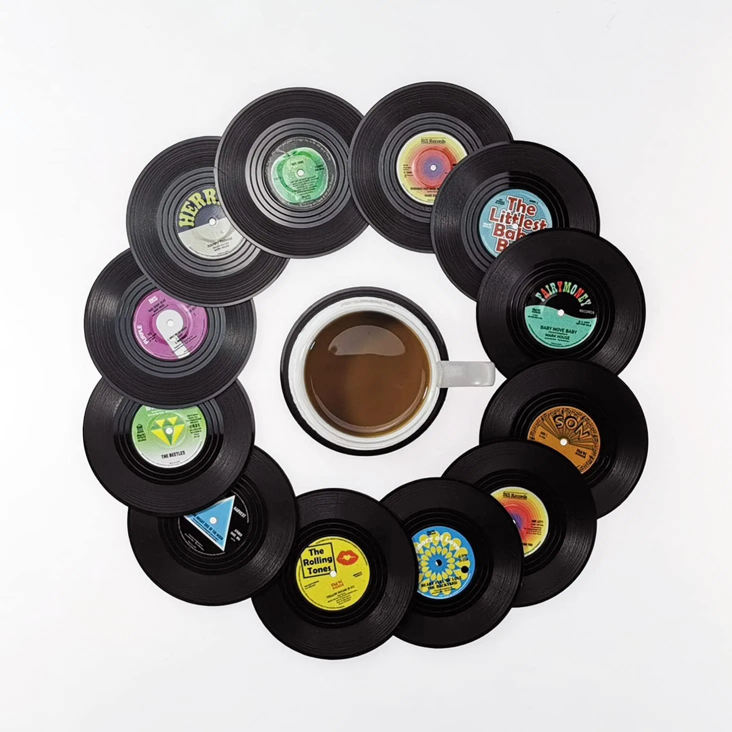 Music Coasters with Vinyl Record Payer Holder for Cups