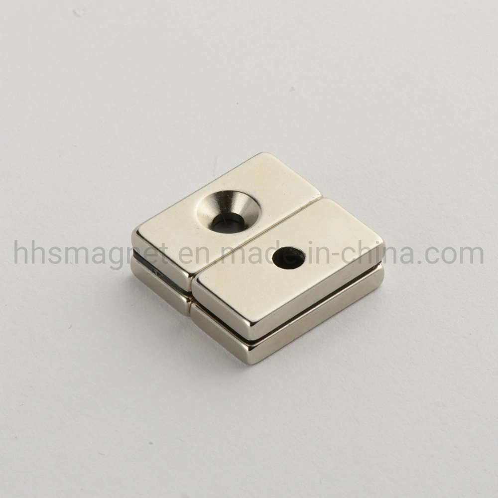 Original Factory Strong Sintered Neodymium Block Magnet with Countersunk Hole