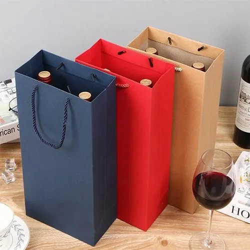 Red Wine Tote Bags, Kraft Paper Bags, Different Colors Wholesale Shenzhen Factory Direct Sales