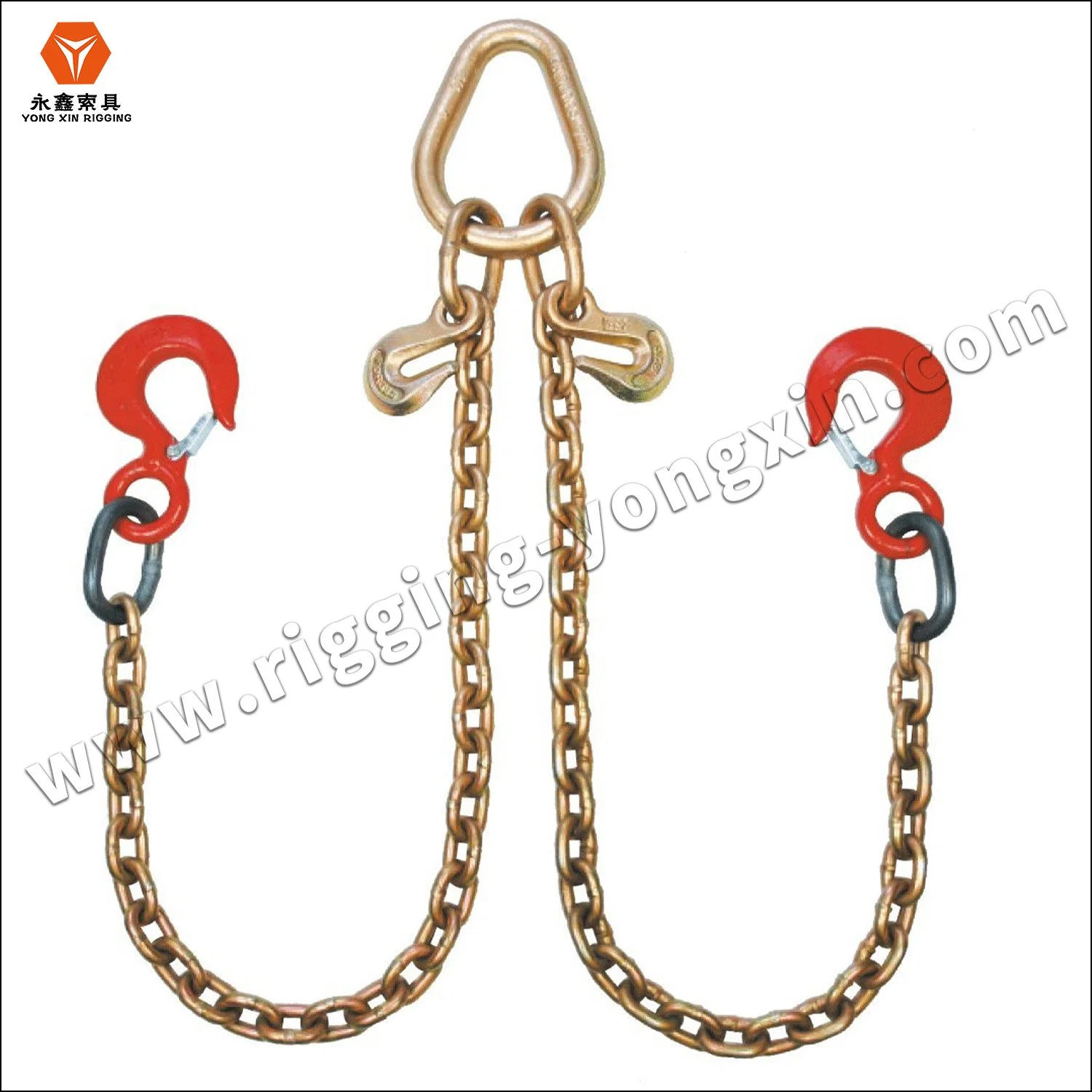 5/16"-3' Tow Chain Bridle with 15" J Hooks, Mini J and Grab Hooks, Heavy Duty 9400 Lbs Working Load