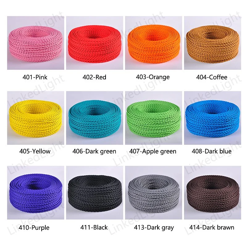 Colorful VDE Cloth Cotton Braided Fabric Woven Power Cord