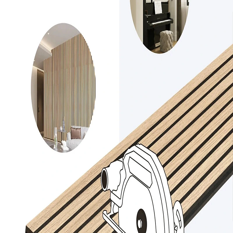 Chapa de Madeira Akupanel Acoustic Panel com ripas Timber em poliéster fibra de som Placa absorvente