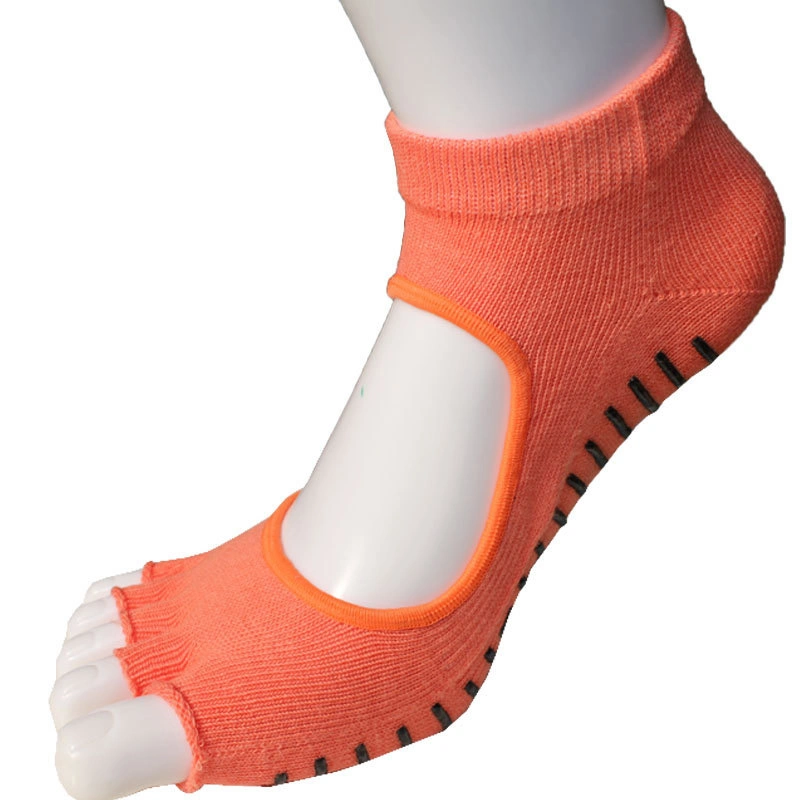 2020 Meilleure vente anti- glissement de coton de la moitié de la cheville de la TOE Grip Chaussettes Toeless Yoga