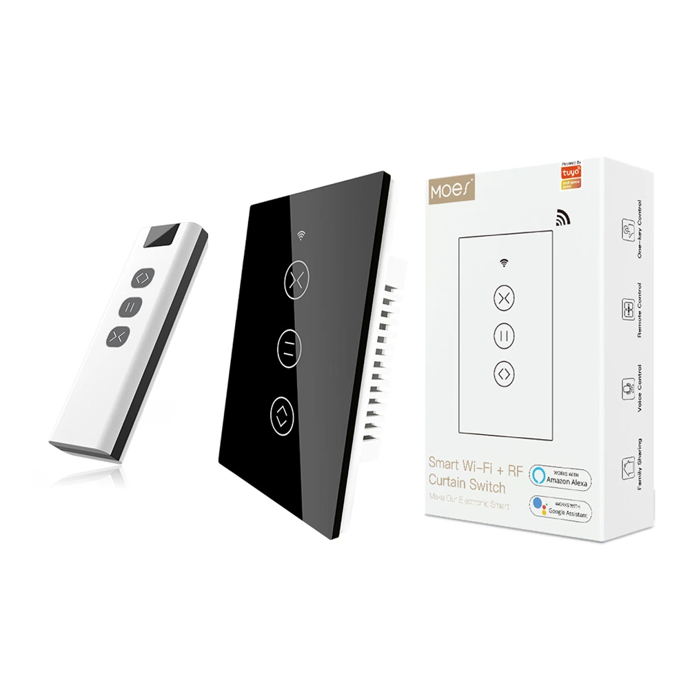 Tuya Vorhang Smart Wall Switches 1/2 Gang Elektrische Drahtlose Fernbedienung Steuerung WiFi RF Rollläden Shutter Track Rail Smart Life Alexa Curtain Touch-Schalter