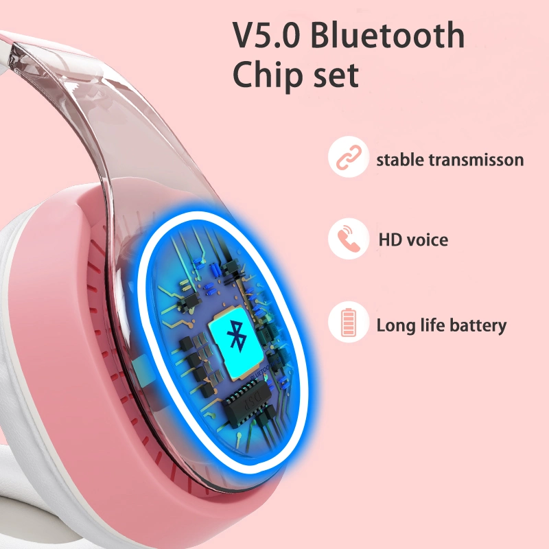 Privada Nueva fábrica de luz LED de color de la llegada de siete plegable auriculares Bluetooth estéreo con FM y tarjeta TF reproducir MP3 a través de la oreja los auriculares inalámbricos de reducción de ruido