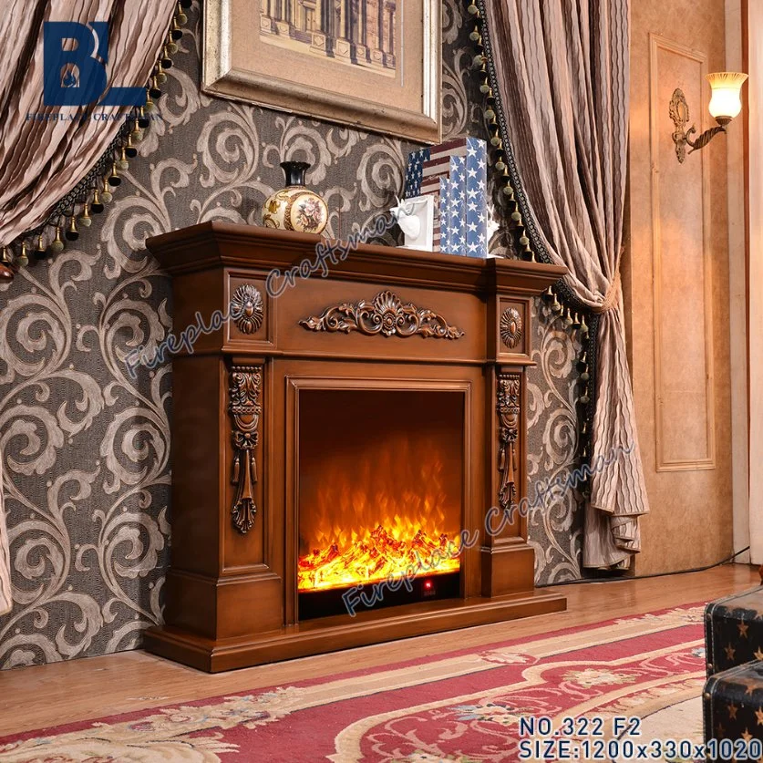 Resin Carved Solid Wood Vintage Decorating Wood Fireplace Mantels for Sale