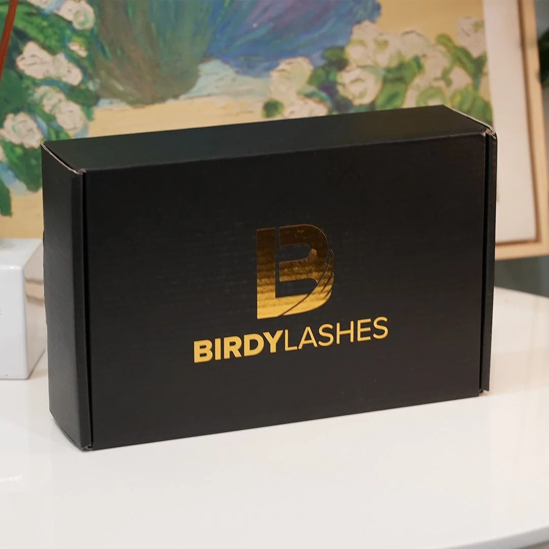 Vela de envases de papel personalizado negro ropa Caja de regalo con estampado de lámina de oro