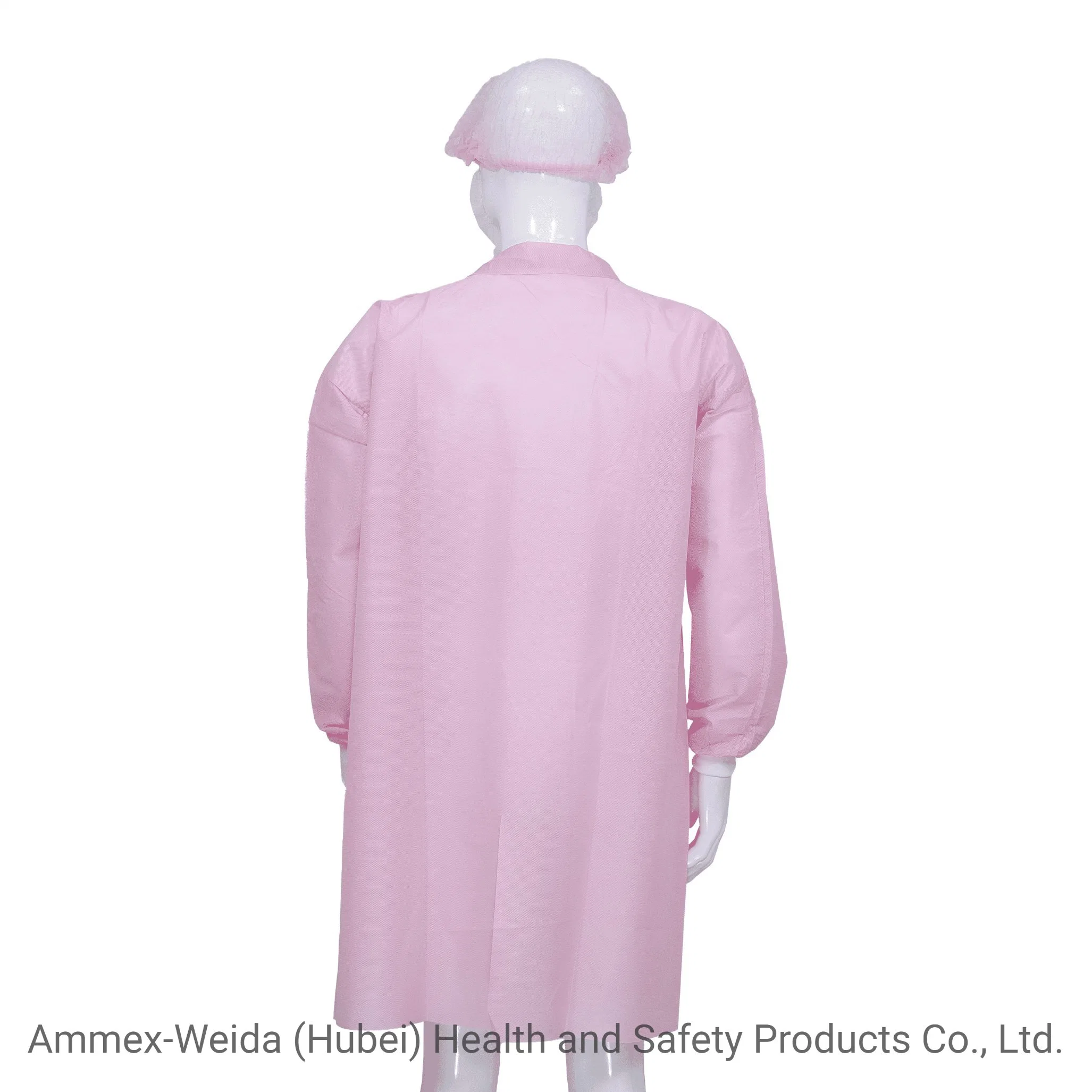 Wholesale/Supplier Disposable Medical Use Lab Coat with Snaps Closure Adult Use Long Sleeves Dust Coat