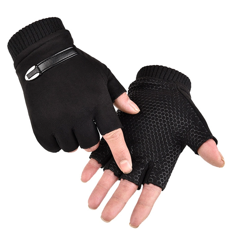 Herren Handschuhe Aus Warmem Wildleder Mit Elastischem Half-Finger-Wolle Damen Manschetten Unisex Wyz19172