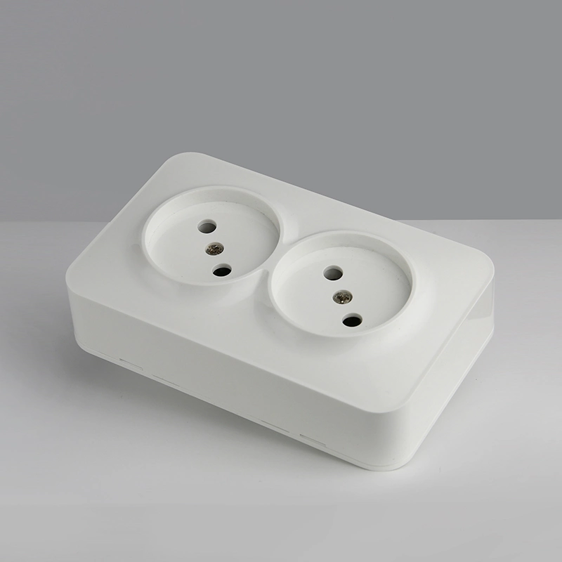 16A PC Material EU Standard 4 Pin Dual Outlet Plug Russian Electric Surface Mounted Electrical Home Use Plastic European Wall Socket