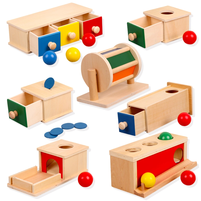 Educational Learning Toys Montessori Wooden Object Coin Box
