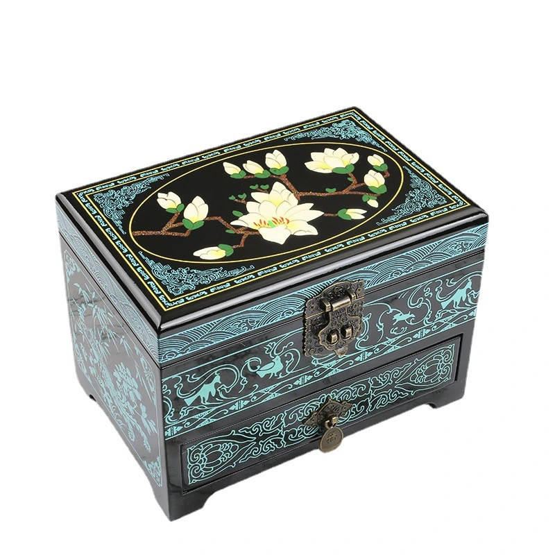 Simple Jewelry Storage Case Doble Antique Style Chinese Dressing Box