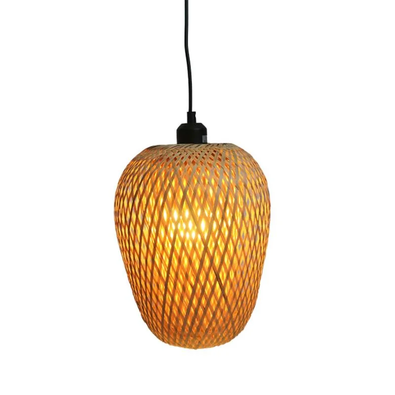 Vintage Bamboo Wicker Rattan Wave Shade Pendant Light Hanging Garden Ceiling Lamp Fixture Home Decor Bamboo Decor Chandelier