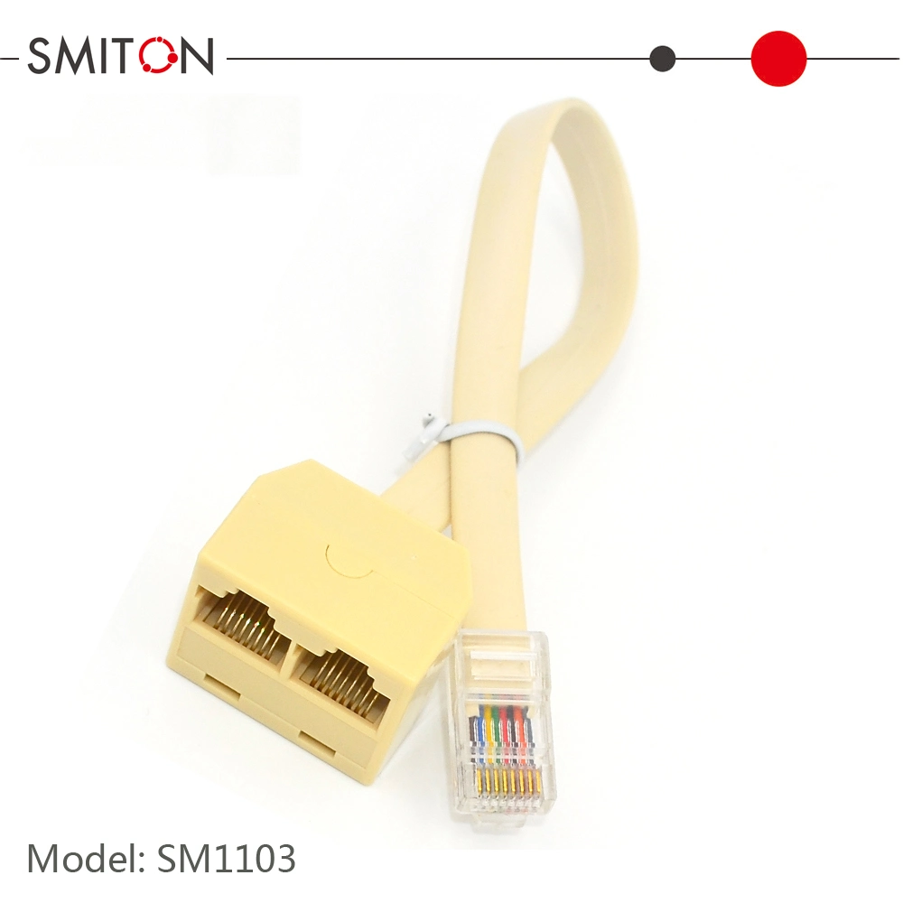 El 1 de RJ45 Macho a 2 Hembra Adaptador Ethernet Conversor de divisor de cable de extensión