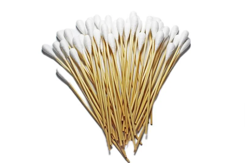 Hochwertige Dual End Cotton Tupfern 3" Holz Baumwolle Gekippt Applikatoren Q-Tips Make-up Removers