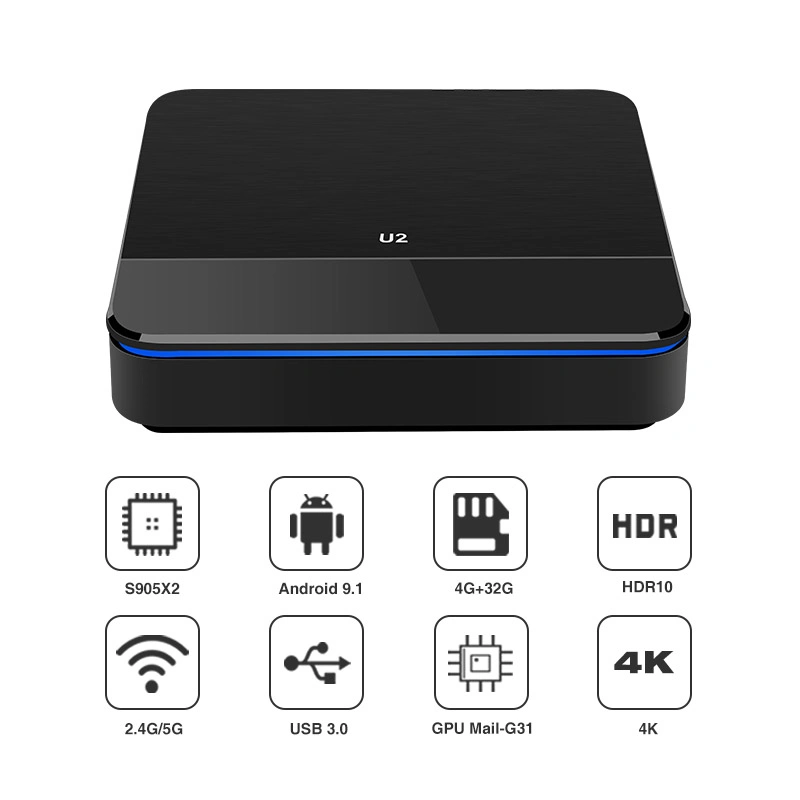 Nuevo precio de fábrica H. 265 Amlogic 4K S905+32x2 de 4 GB inteligente Android TV Box