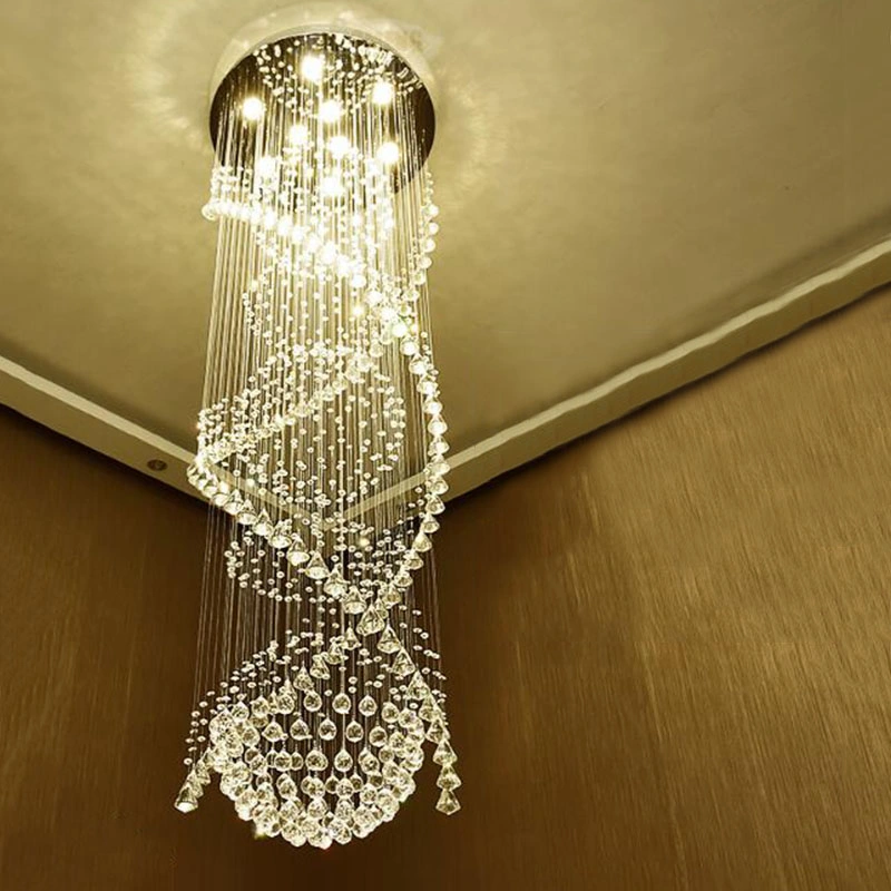 Moderna espiral doble cristal Chandelier enorme Pendent luz (WH-NC-40)