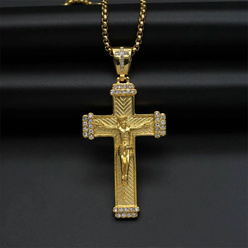 Cross Simple Trip Trumping Titanium Steel Drilling Necklace Pendant Swiping Gift Women Gift Gift Jewelry