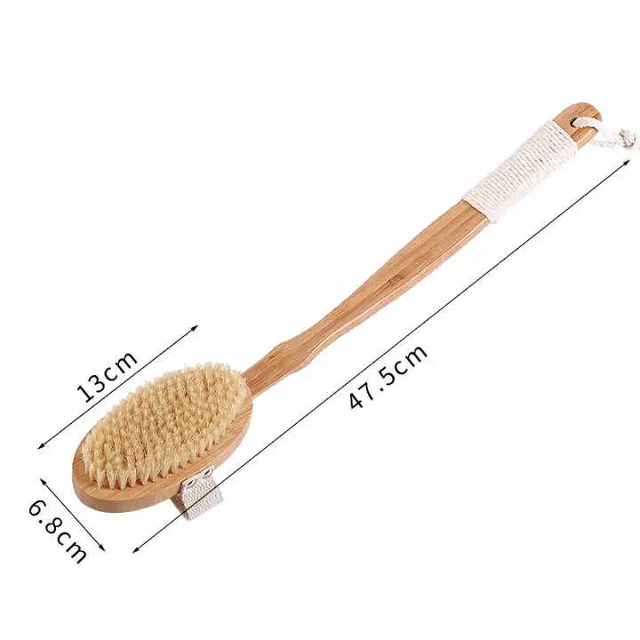 Bamboo Wood Long Handle Bath Shower Back Body Exfoliating Bath Brush