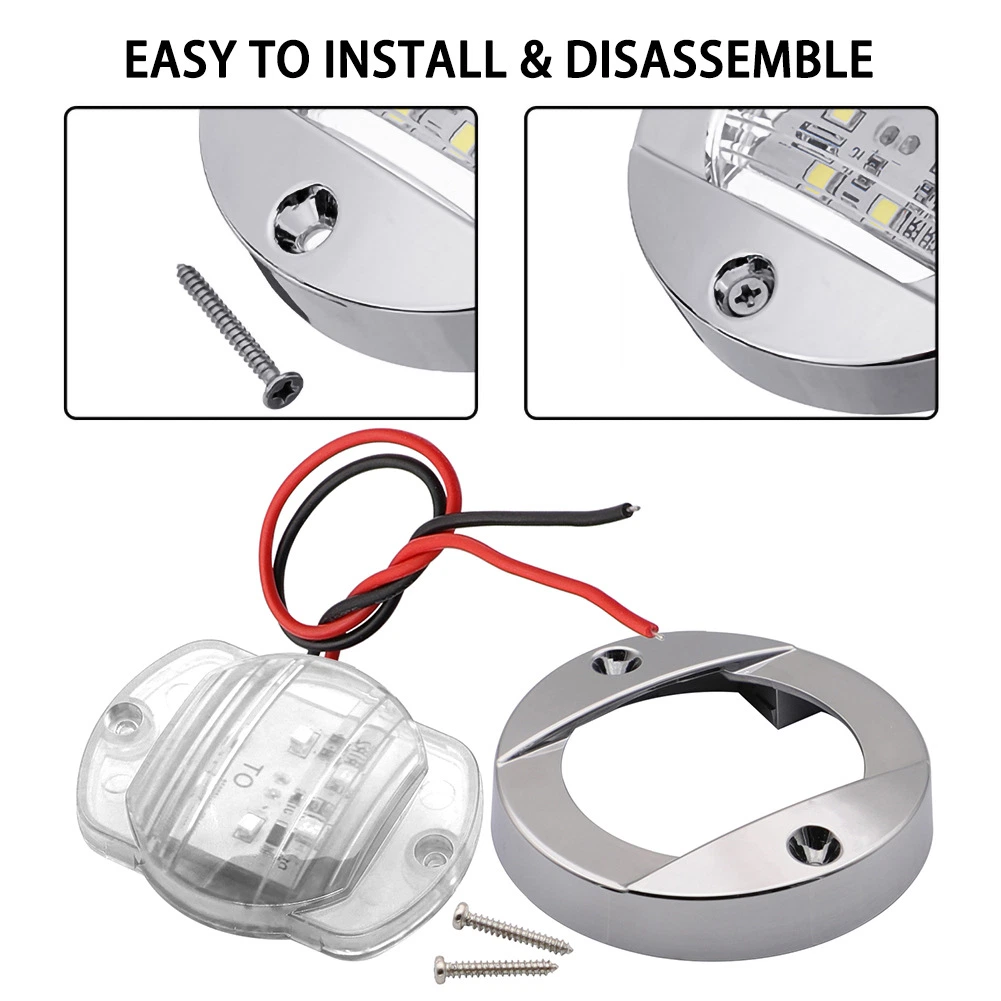 12V 6LED Round Boat Interior Lights Ship Truck Trailer Side Warning Signal Lights Deck for Marine Mooring Yachat