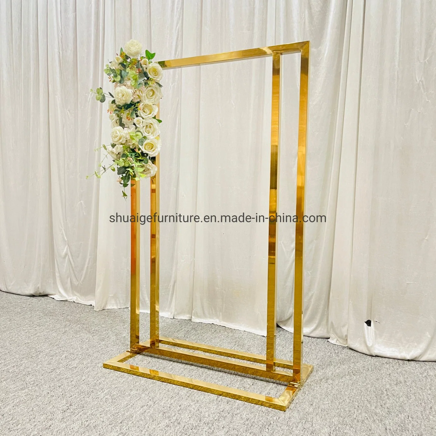 Cheap Hotel Events Furniture Decor Gold Stainless Steel Wedding Backdrop Advertising Display Rack