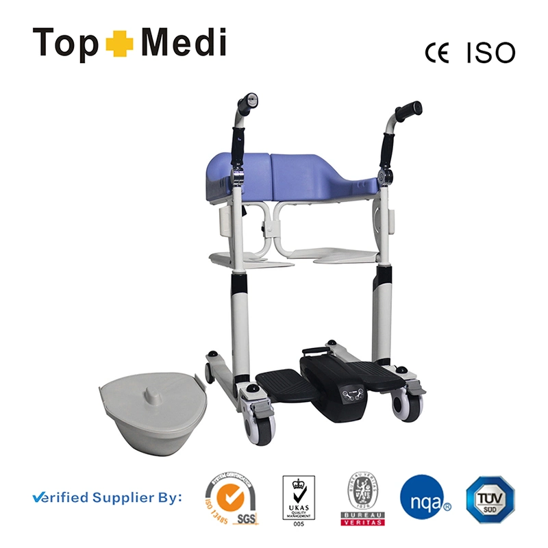 Manual Moving Disabled Patient Transfer Electric Lift Commode Toilet Bath Chair