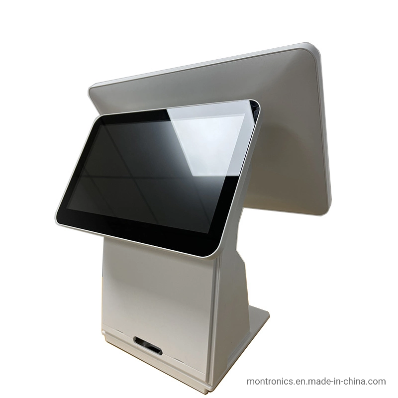 15.6 Inch Touch All in One PC Double-Screen Customer Display Cash Register with Printer Infrared Scanning for POS Kiosk