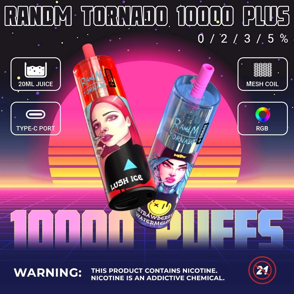Randm Tornado 10000 Plus Puffs 20ml of E-Liquid 850mAh Rechargeable 12 Flavors Available Mesh Coil Vape