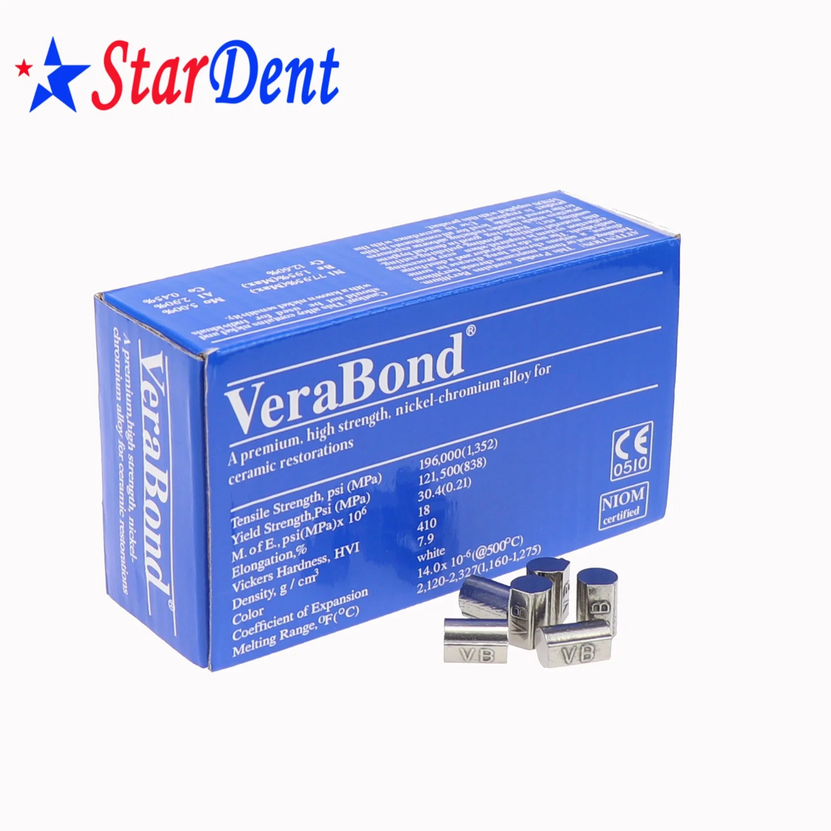 Laboratorio dental Verabond aleación Nicked-Chromium Vb para restauraciones de cerámica de aluminio